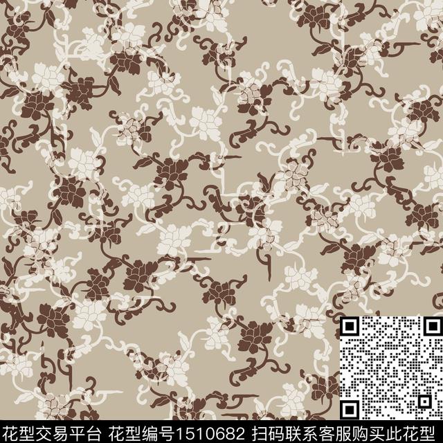 连衣裙女装花卉数码印花华亿平台下载（图片编号: 1510682） - 瓦栏（Walan）