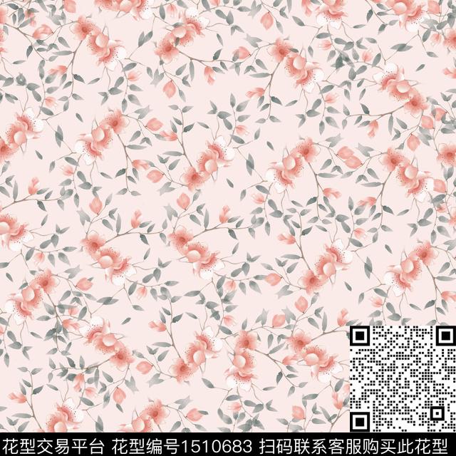 连衣裙女装花卉数码印花华亿平台下载（图片编号: 1510683） - 瓦栏（Walan）