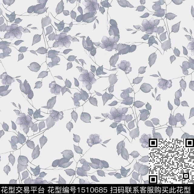 连衣裙女装花卉数码印花华亿平台下载（图片编号: 1510685） - 瓦栏（Walan）