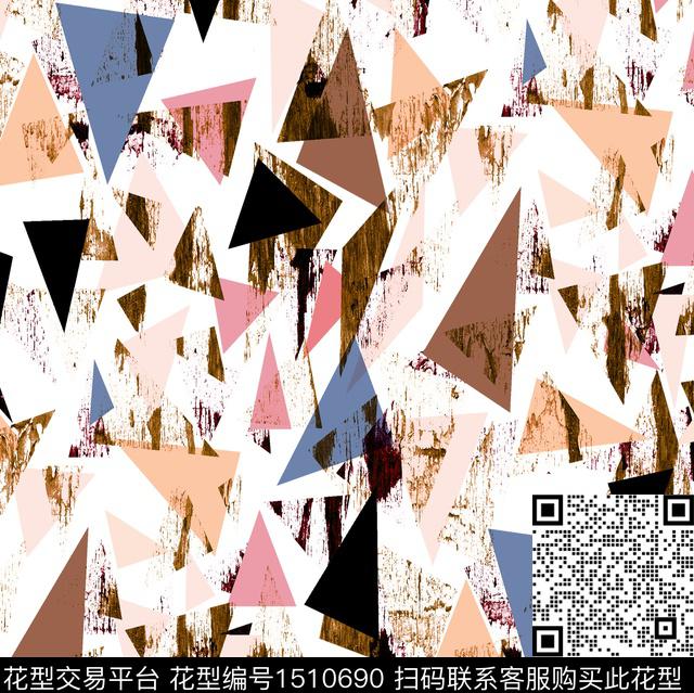 几何花卉肌理三角形数码印花华亿平台下载（图片编号: 1510690） - 瓦栏（Walan）