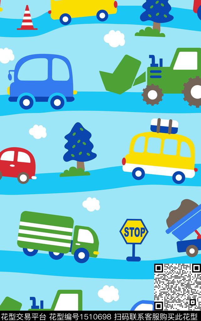 汽车可爱卡通传统印花华亿平台下载（图片编号: 1510698） - 瓦栏（Walan）