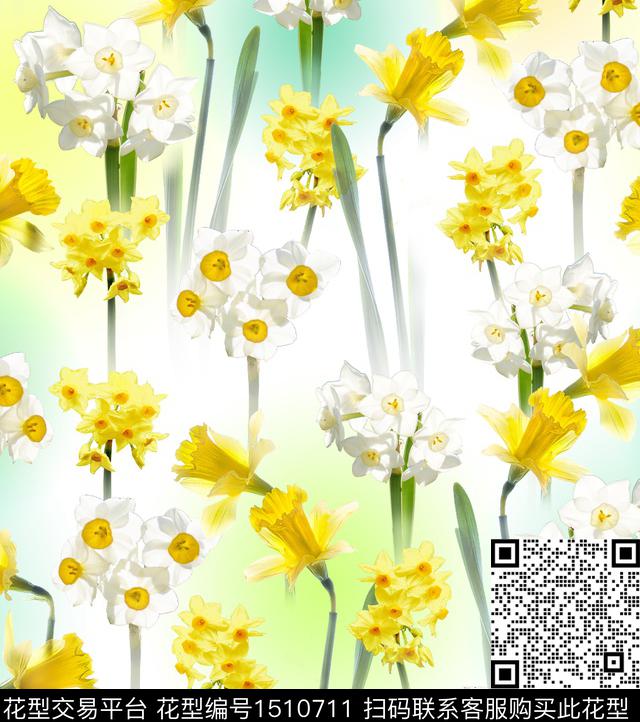 水仙花槐花小碎花数码印花华亿平台下载（图片编号: 1510711） - 瓦栏（Walan）