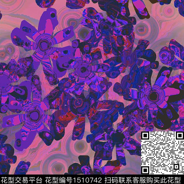抽象花卉绘画花卉数码印花华亿平台下载（图片编号: 1510742） - 瓦栏（Walan）