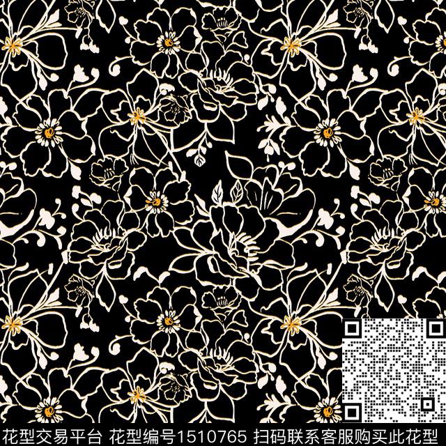 花卉小碎花年轻女性数码印花华亿平台下载（图片编号: 1510765） - 瓦栏（Walan）