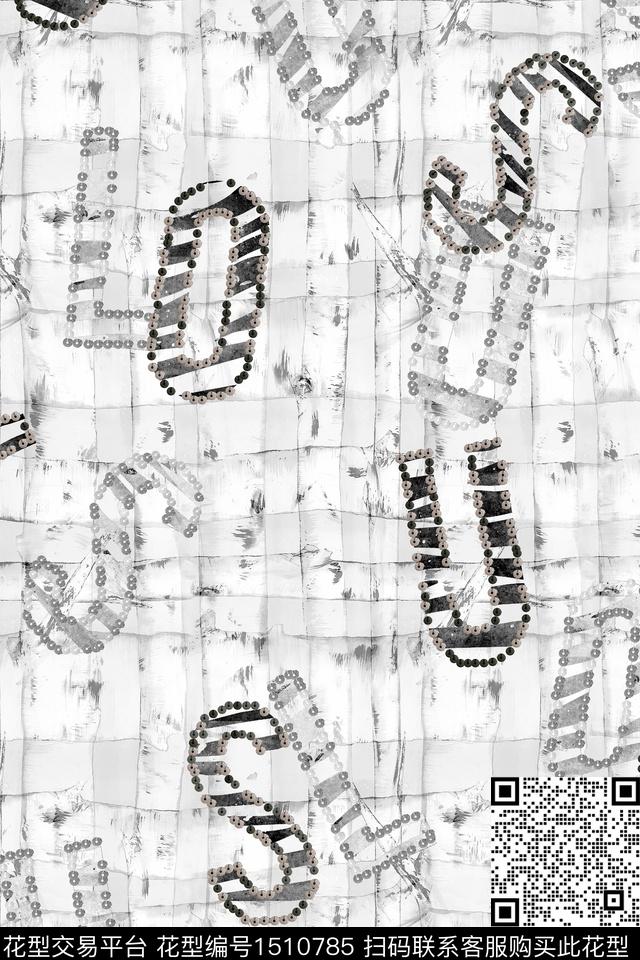 字母肌理男装数码印花华亿平台下载（图片编号: 1510785） - 瓦栏（Walan）