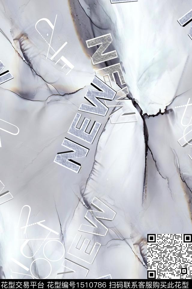 字母肌理男装数码印花华亿平台下载（图片编号: 1510786） - 瓦栏（Walan）