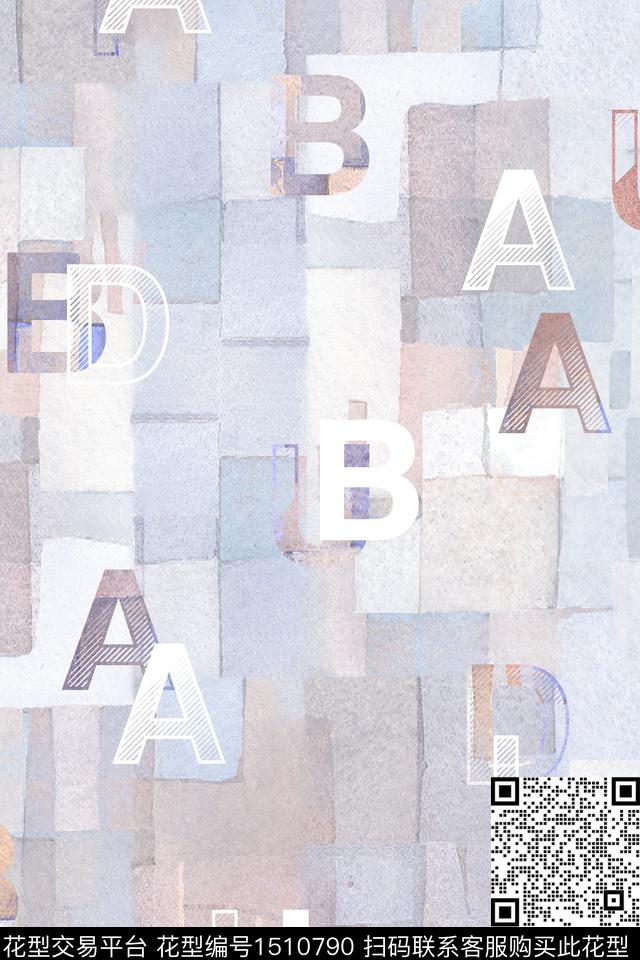 字母肌理男装数码印花华亿平台下载（图片编号: 1510790） - 瓦栏（Walan）