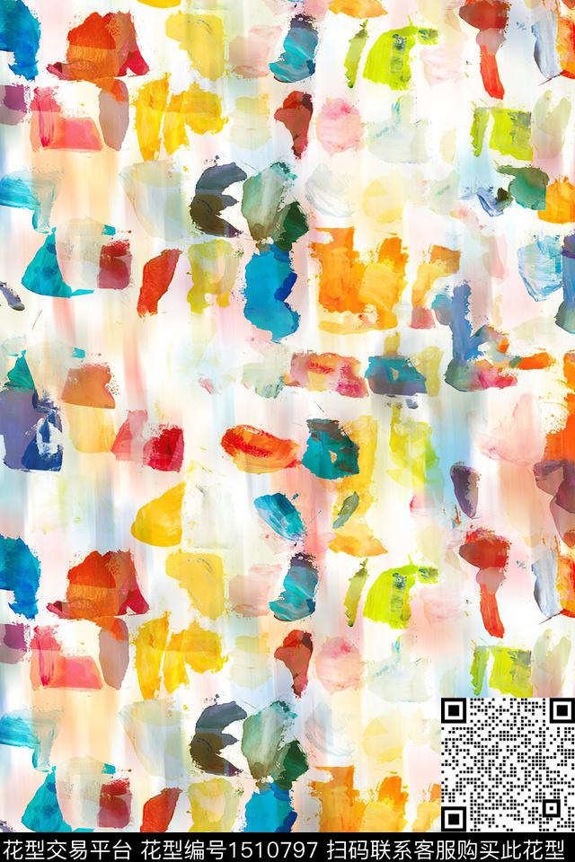 肌理抽象花卉小清新数码印花华亿平台下载（图片编号: 1510797） - 瓦栏（Walan）