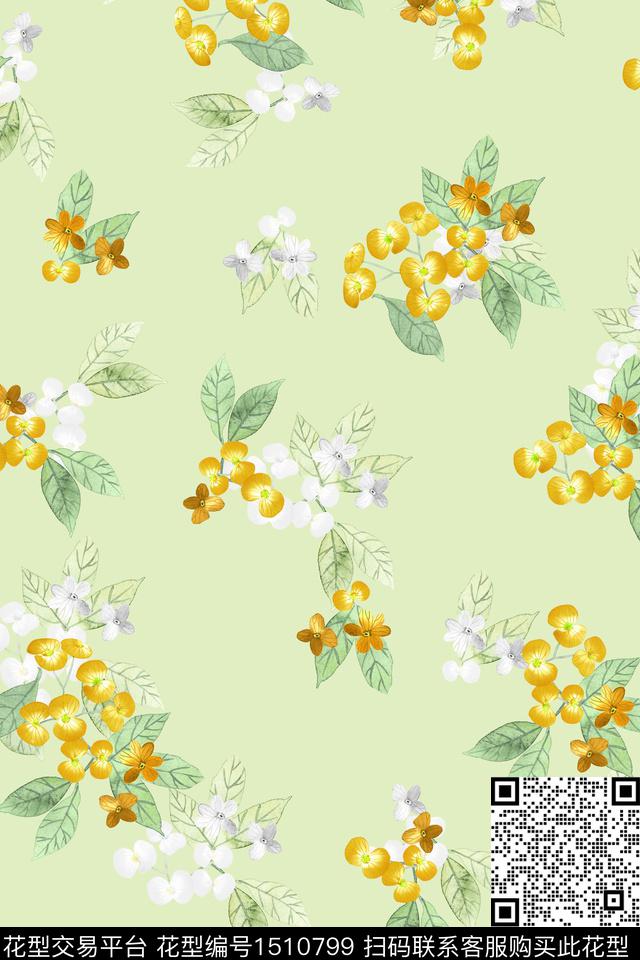 花卉大牌风小清新数码印花华亿平台下载（图片编号: 1510799） - 瓦栏（Walan）