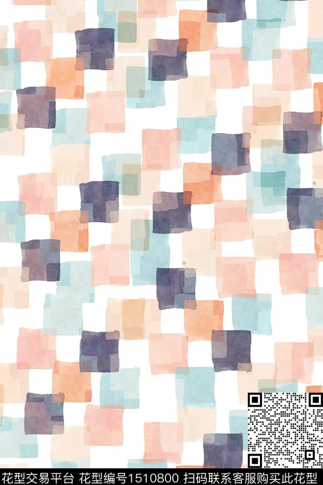 几何格子抽象数码印花华亿平台下载（图片编号: 1510800） - 瓦栏（Walan）