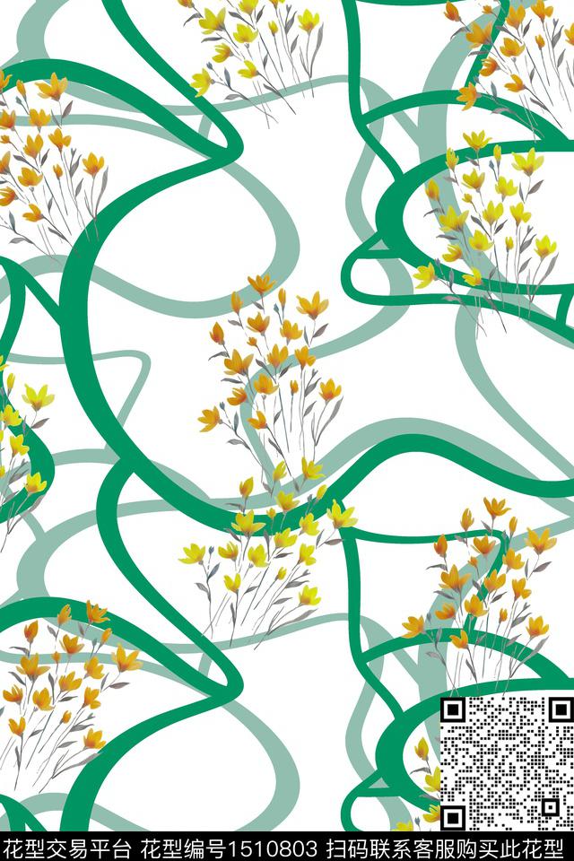 花卉大牌风小清新数码印花华亿平台下载（图片编号: 1510803） - 瓦栏（Walan）