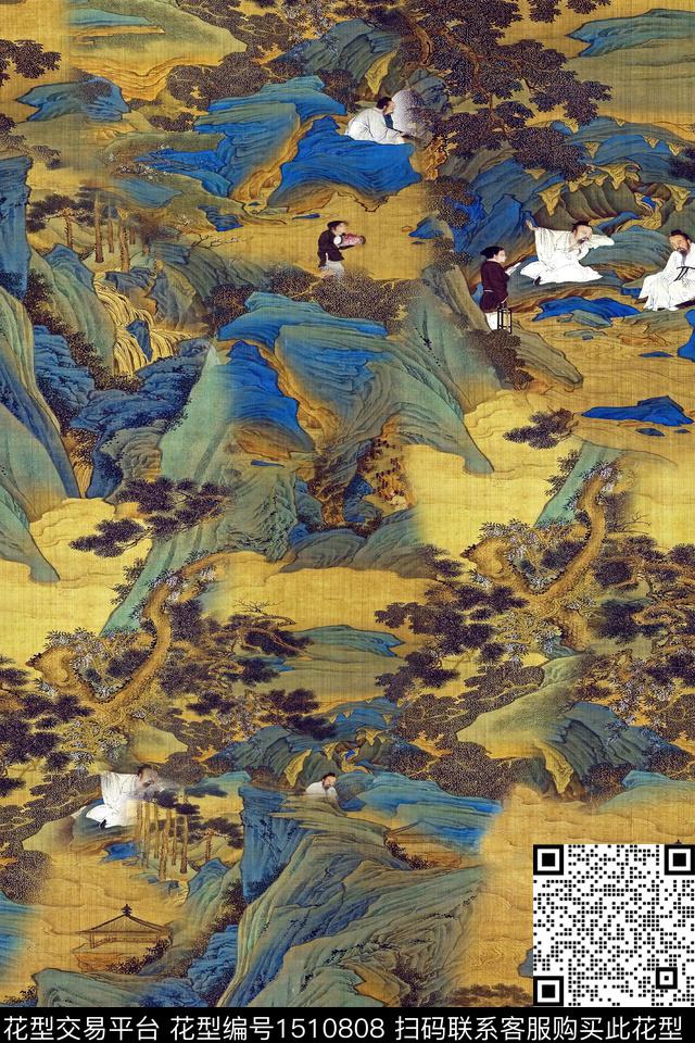 香云纱国画中老年数码印花华亿平台下载（图片编号: 1510808） - 瓦栏（Walan）