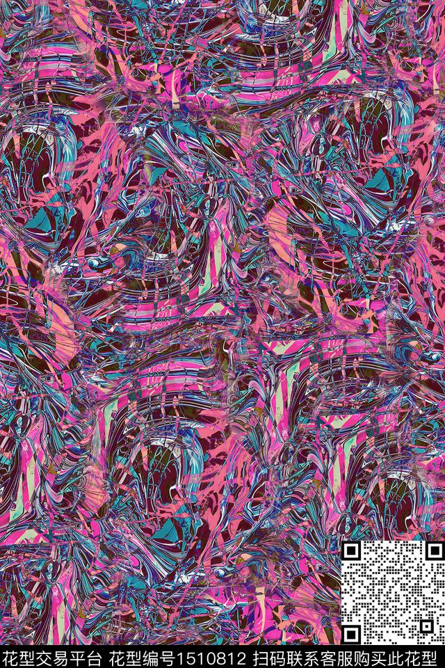 几何抽象中国风数码印花华亿平台下载（图片编号: 1510812） - 瓦栏（Walan）