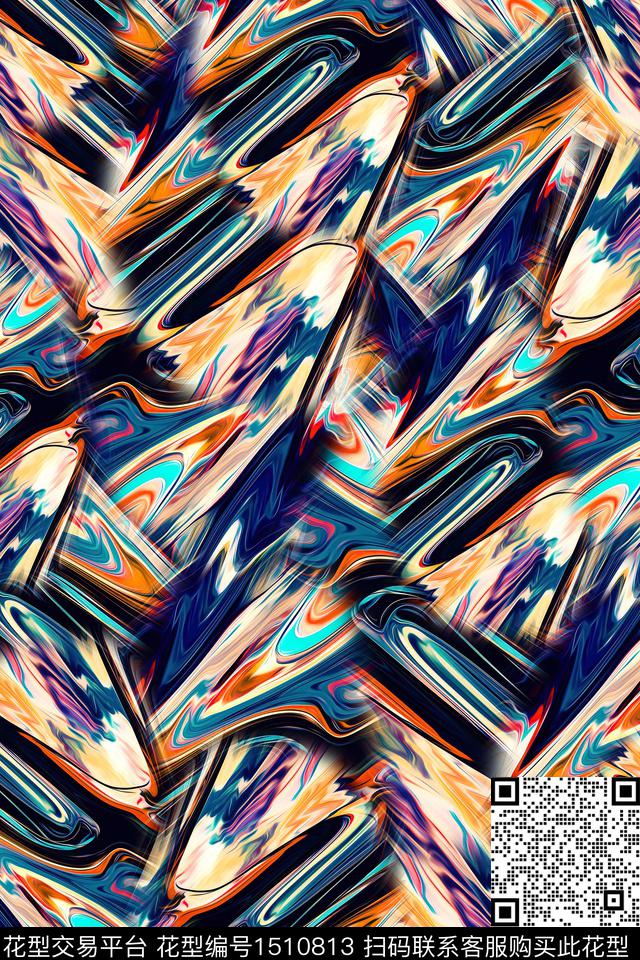 几何抽象中国风数码印花华亿平台下载（图片编号: 1510813） - 瓦栏（Walan）