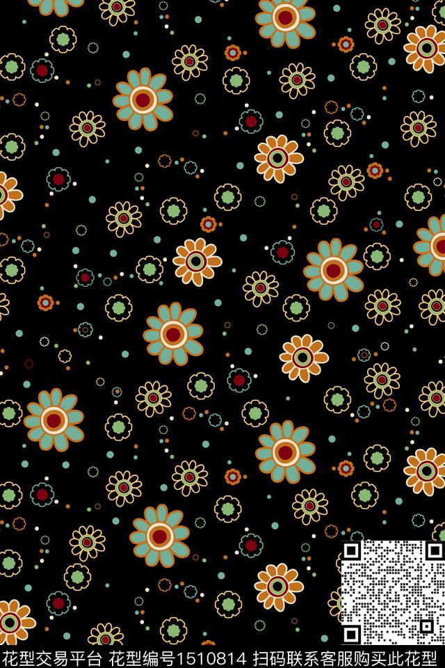 满版散花小碎花手绘花卉传统印花华亿平台下载（图片编号: 1510814） - 瓦栏（Walan）