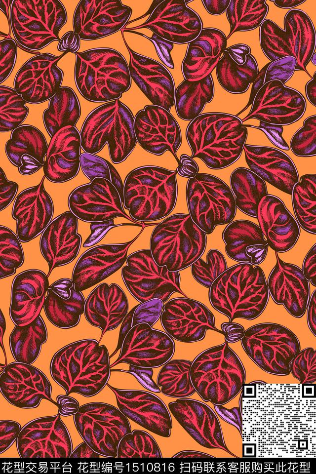 绿植树叶大牌风植物数码印花华亿平台下载（图片编号: 1510816） - 瓦栏（Walan）