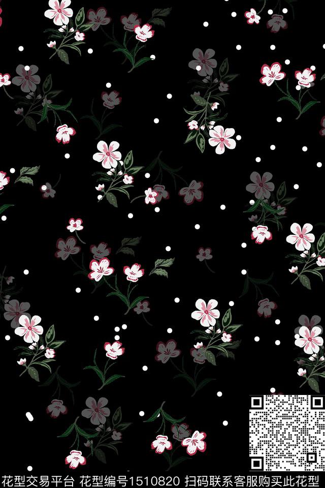 花卉真丝小碎花数码印花华亿平台下载（图片编号: 1510820） - 瓦栏（Walan）