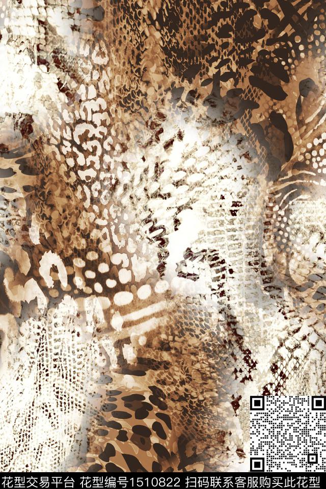 豹纹小清新真丝数码印花华亿平台下载（图片编号: 1510822） - 瓦栏（Walan）