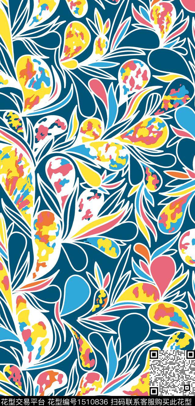 女装花卉小清新数码印花华亿平台下载（图片编号: 1510836） - 瓦栏（Walan）