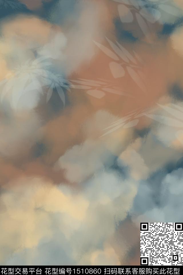 男装大牌风抽象数码印花华亿平台下载（图片编号: 1510860） - 瓦栏（Walan）