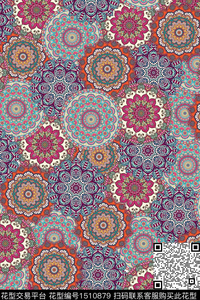 女装复古民族风数码印花华亿平台下载（图片编号: 1510879） - 瓦栏（Walan）