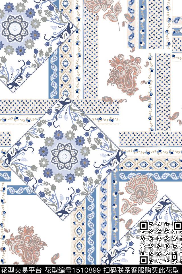 佩斯利民族风小清新数码印花华亿平台下载（图片编号: 1510899） - 瓦栏（Walan）