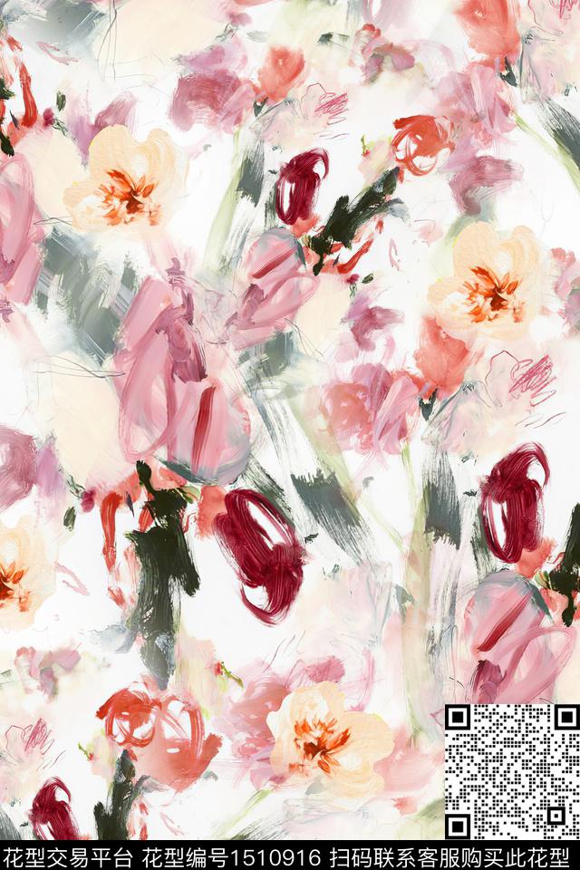 抽象小清新真丝数码印花华亿平台下载（图片编号: 1510916） - 瓦栏（Walan）
