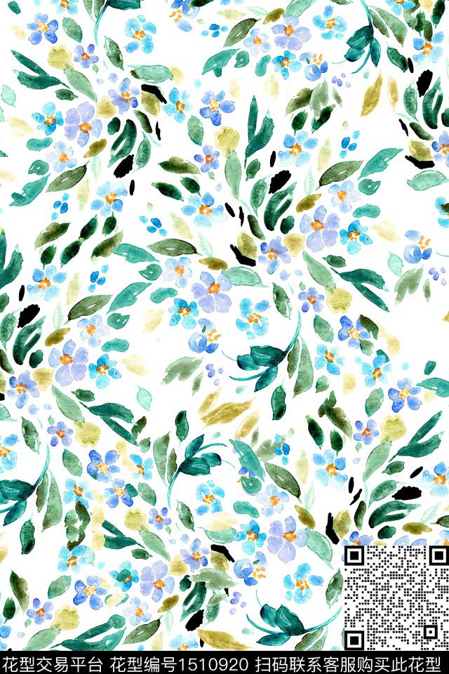 花卉小清新真丝数码印花华亿平台下载（图片编号: 1510920） - 瓦栏（Walan）