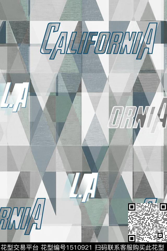 字母肌理男装数码印花华亿平台下载（图片编号: 1510921） - 瓦栏（Walan）