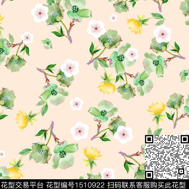 绿植树叶花卉中国风数码印花华亿平台下载（图片编号: 1510922） - 瓦栏（Walan）