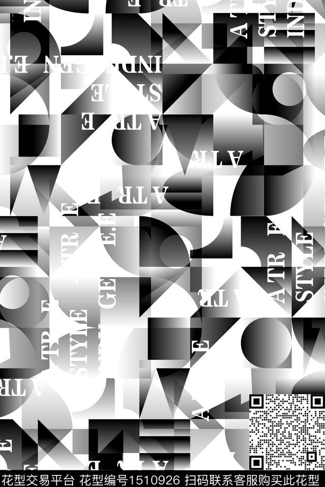 字母几何男装数码印花华亿平台下载（图片编号: 1510926） - 瓦栏（Walan）