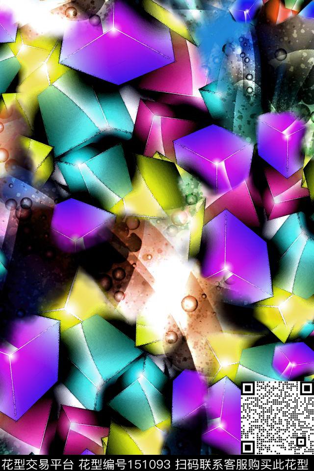 几何菱形方块数码印花华亿平台下载（图片编号: 151093） - 瓦栏（Walan）