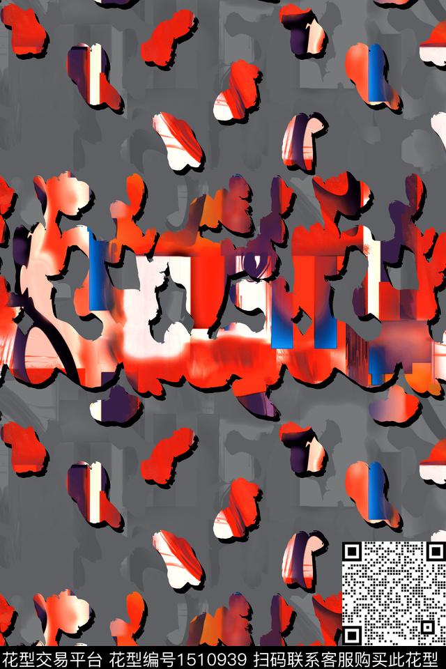 几何大牌风抽象数码印花华亿平台下载（图片编号: 1510939） - 瓦栏（Walan）