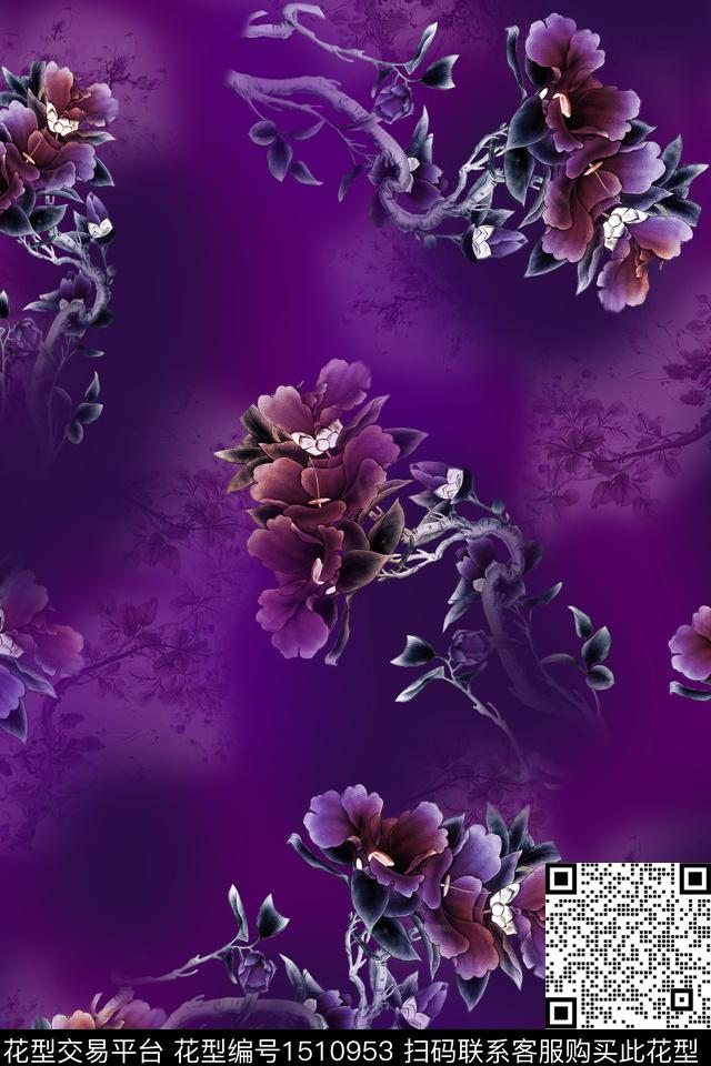 香云纱旗袍中国风数码印花华亿平台下载（图片编号: 1510953） - 瓦栏（Walan）