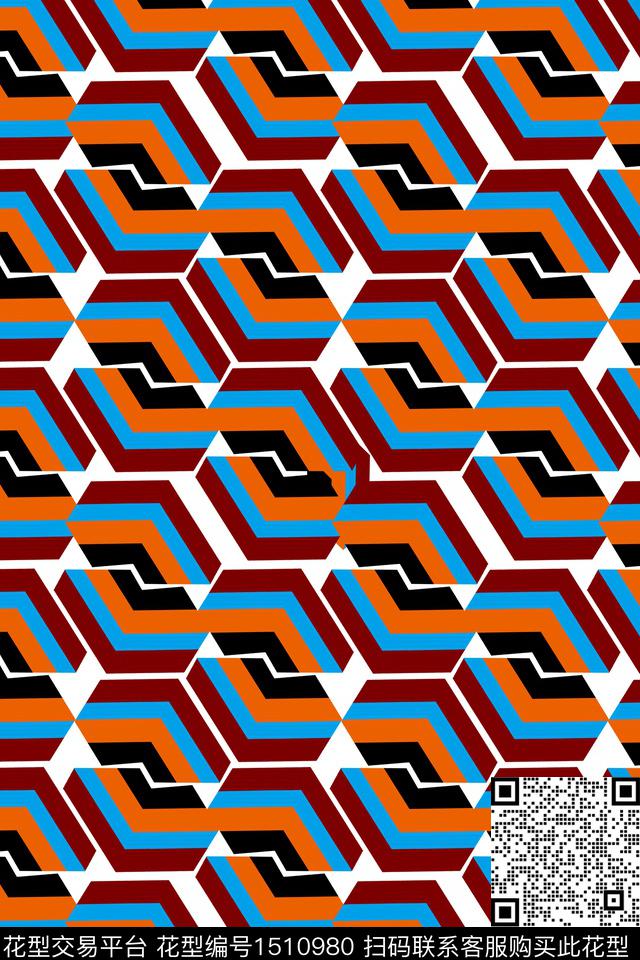 撞色线条格子数码印花华亿平台下载（图片编号: 1510980） - 瓦栏（Walan）