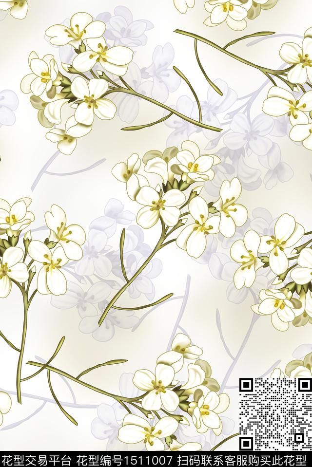花卉褪色花卉满版散花数码印花华亿平台下载（图片编号: 1511007） - 瓦栏（Walan）