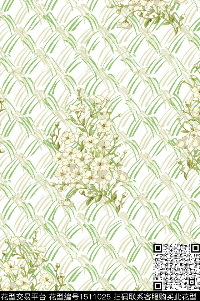 花卉大牌风小清新数码印花华亿平台下载（图片编号: 1511025） - 瓦栏（Walan）