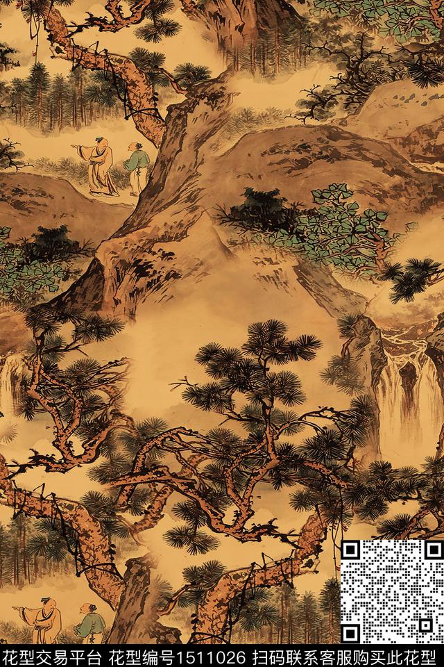 香云纱国画中国风数码印花华亿平台下载（图片编号: 1511026） - 瓦栏（Walan）