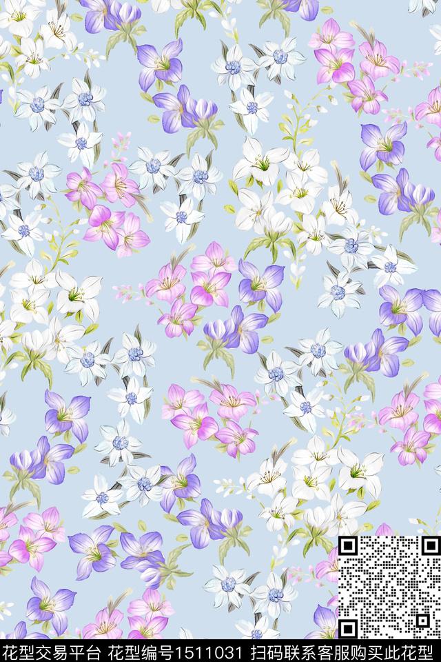 花卉大牌风小清新数码印花华亿平台下载（图片编号: 1511031） - 瓦栏（Walan）