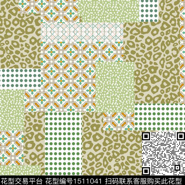 几何民族风小清新数码印花华亿平台下载（图片编号: 1511041） - 瓦栏（Walan）