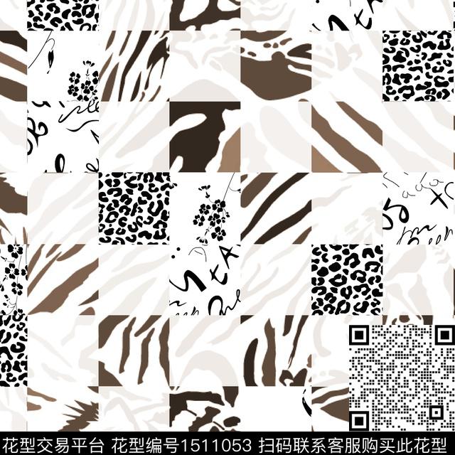 豹纹真丝混合拼接数码印花华亿平台下载（图片编号: 1511053） - 瓦栏（Walan）