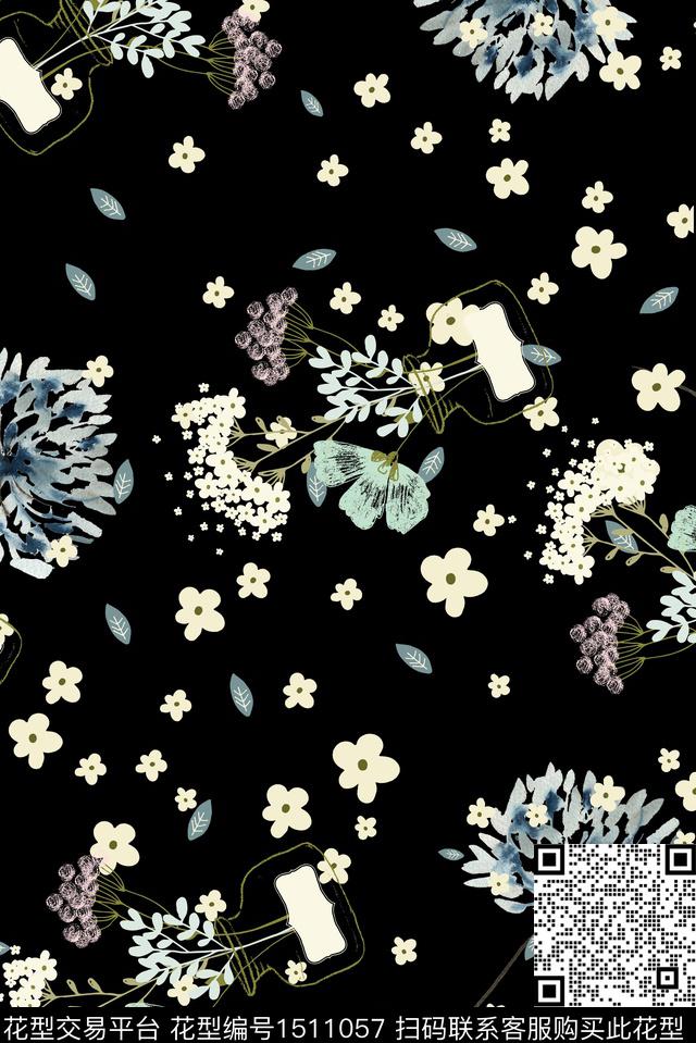 定位花绿植树叶花卉数码印花华亿平台下载（图片编号: 1511057） - 瓦栏（Walan）