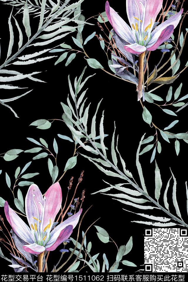 定位花绿植树叶花卉数码印花华亿平台下载（图片编号: 1511062） - 瓦栏（Walan）