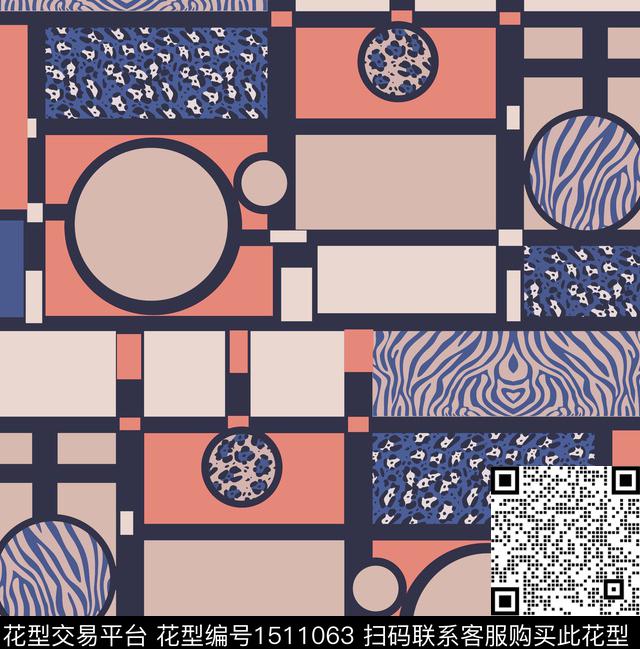 斑马纹豹纹几何花卉数码印花华亿平台下载（图片编号: 1511063） - 瓦栏（Walan）