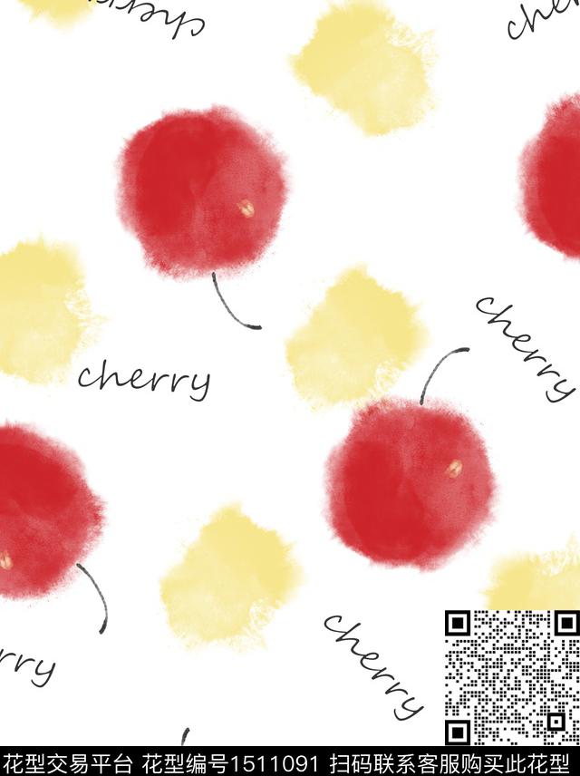 字母水果樱桃数码印花华亿平台下载（图片编号: 1511091） - 瓦栏（Walan）