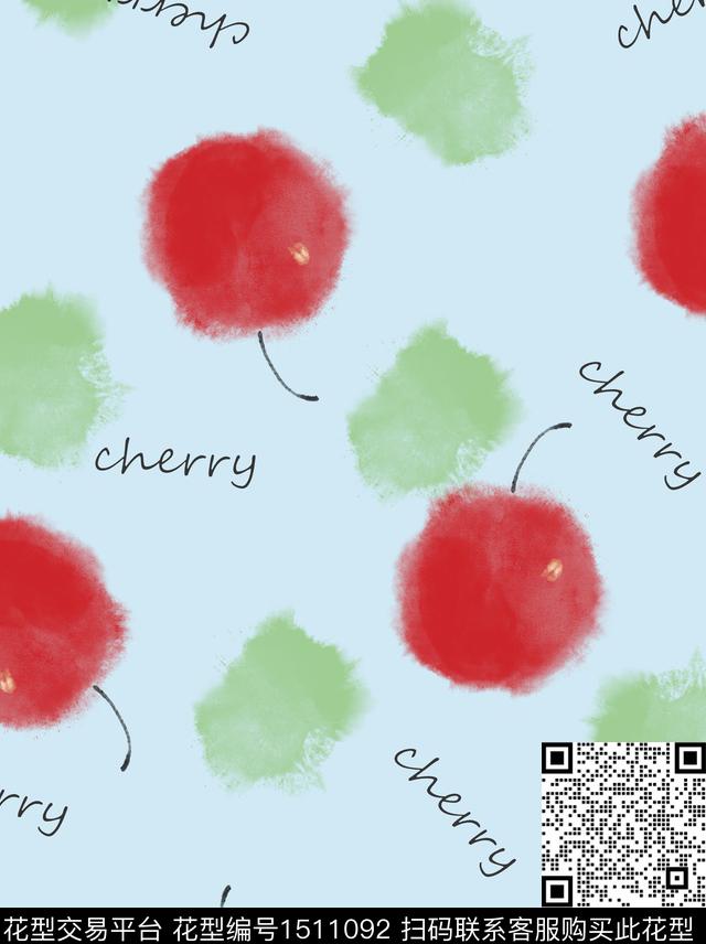 字母水果樱桃数码印花华亿平台下载（图片编号: 1511092） - 瓦栏（Walan）