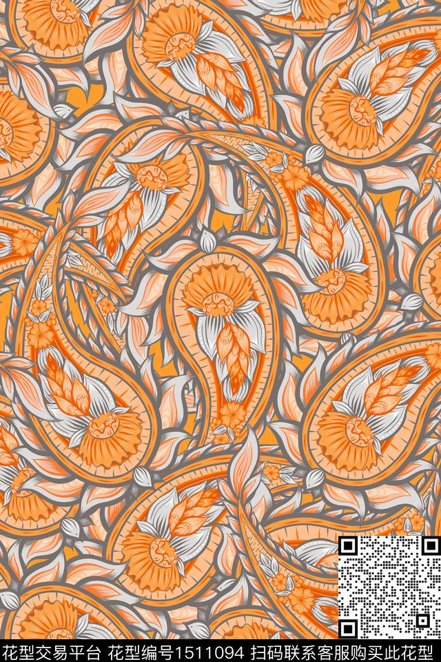 女装佩斯利民族风数码印花华亿平台下载（图片编号: 1511094） - 瓦栏（Walan）