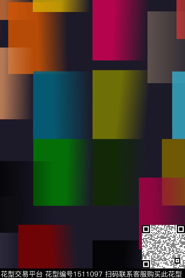 渐变几何格子数码印花华亿平台下载（图片编号: 1511097） - 瓦栏（Walan）