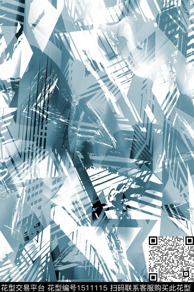 几何男装抽象数码印花华亿平台下载（图片编号: 1511115） - 瓦栏（Walan）
