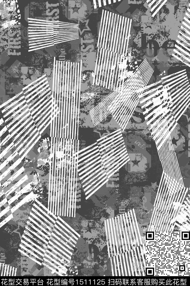 字母几何男装数码印花华亿平台下载（图片编号: 1511125） - 瓦栏（Walan）